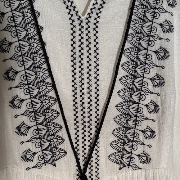 Anthropologie Cream White Maxi Dress Black Embroidery - Picture 9 of 12